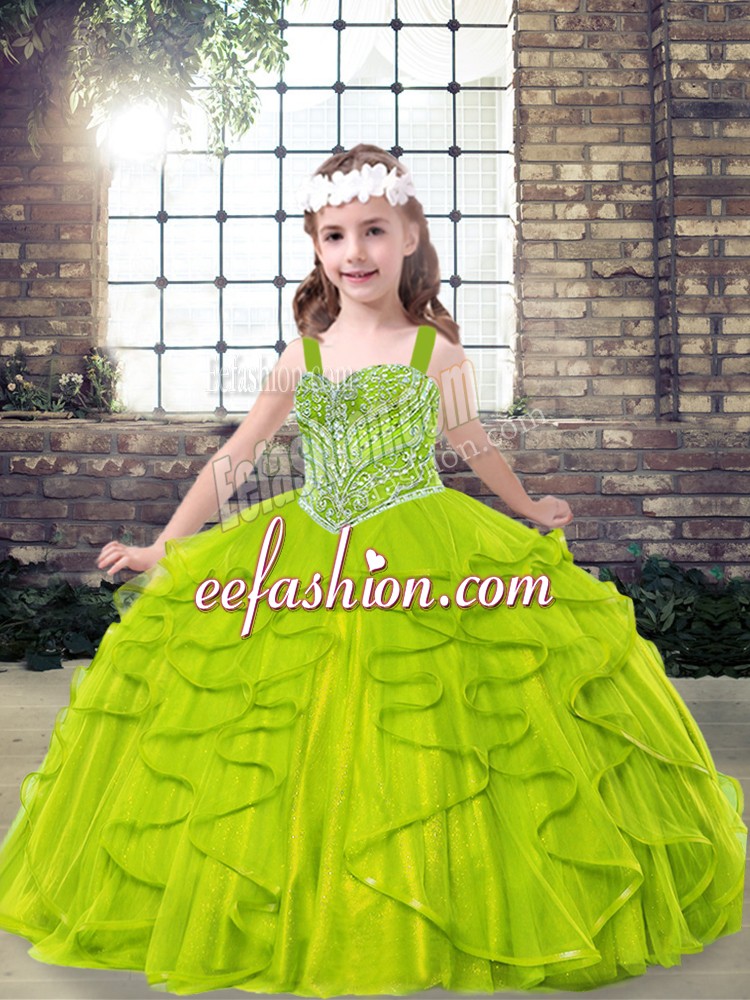  Straps Sleeveless Lace Up Pageant Dress Wholesale Tulle