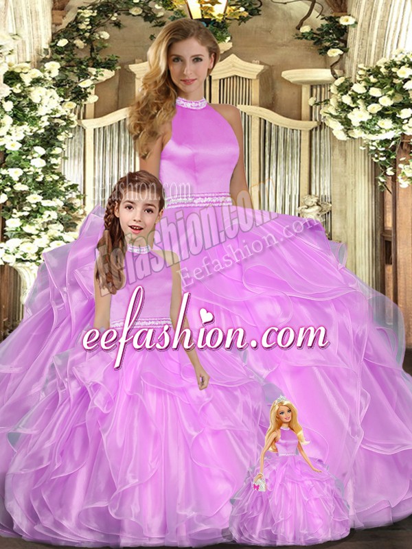 Enchanting Floor Length Ball Gowns Sleeveless Lilac 15 Quinceanera Dress Backless