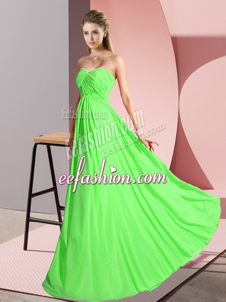  Floor Length Prom Dresses Chiffon Sleeveless Ruching