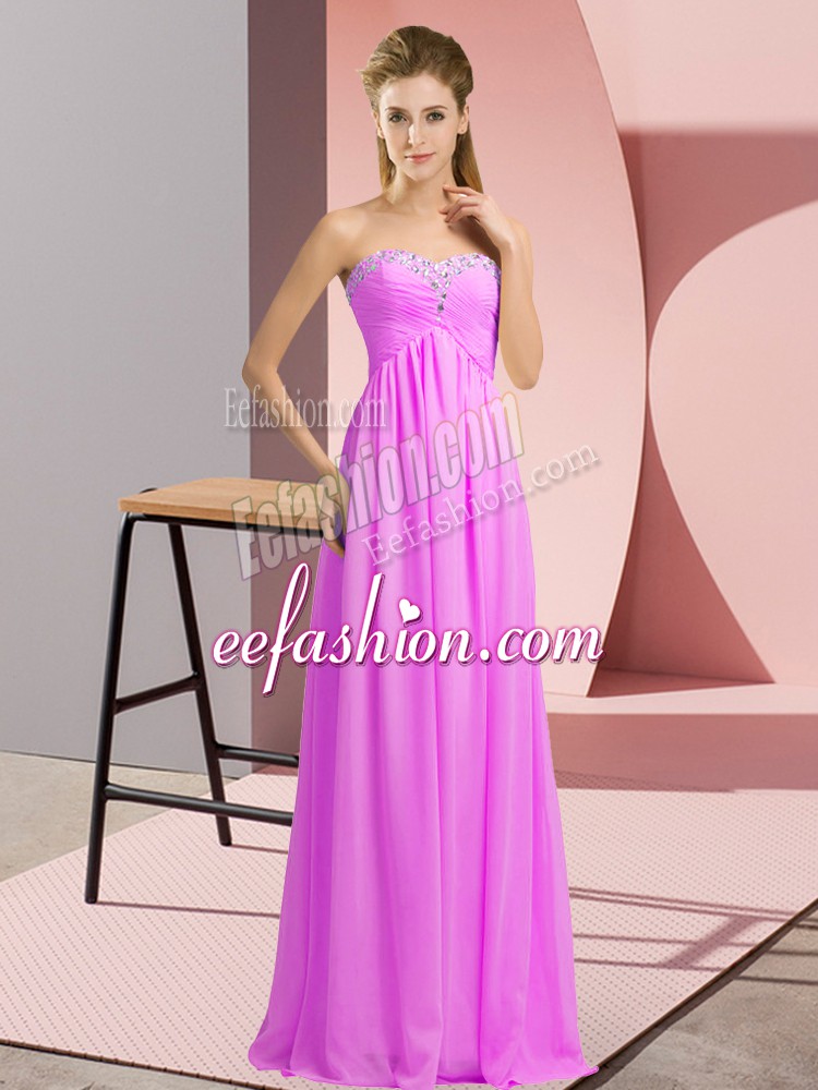  Sweetheart Sleeveless Lace Up Prom Party Dress Lilac Chiffon