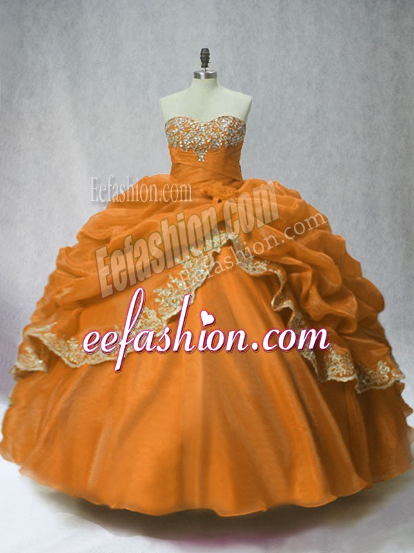 Chic Floor Length Brown 15 Quinceanera Dress Sweetheart Sleeveless Lace Up