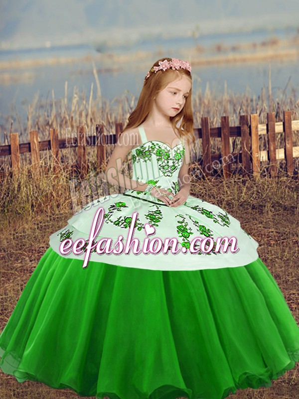  Sleeveless Organza Lace Up Kids Formal Wear for Party and Wedding Party