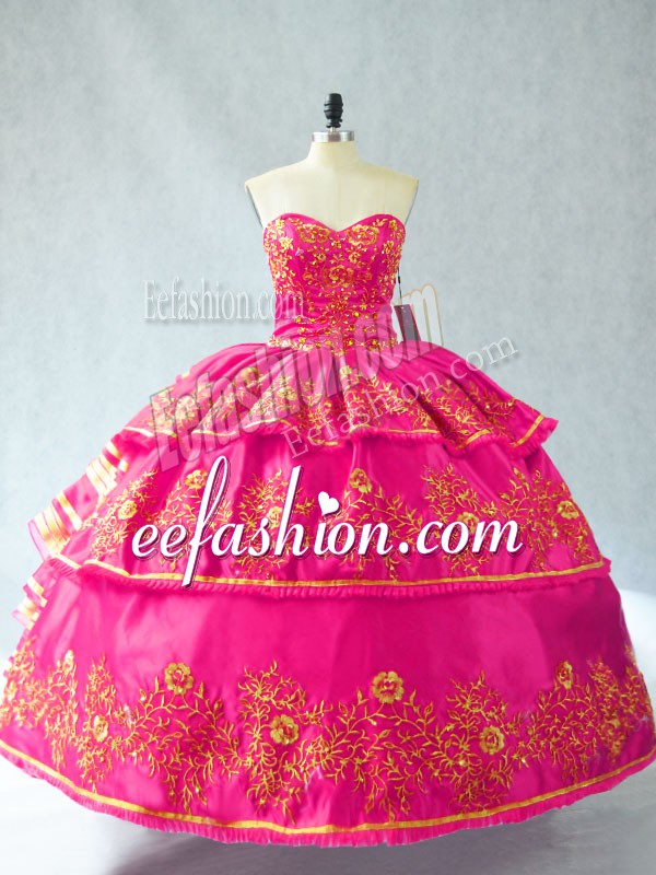 High Quality Hot Pink Quinceanera Dresses Sweetheart Sleeveless Lace Up