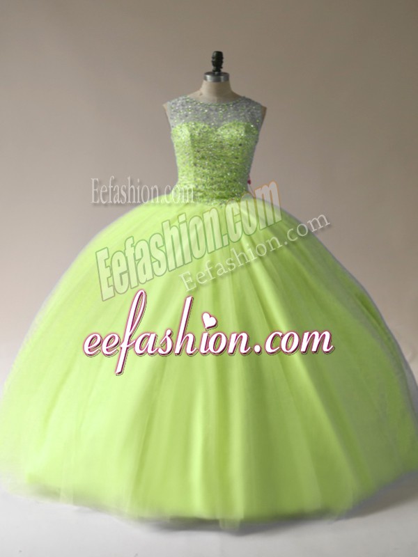 Popular Sleeveless Beading Lace Up Quinceanera Dresses