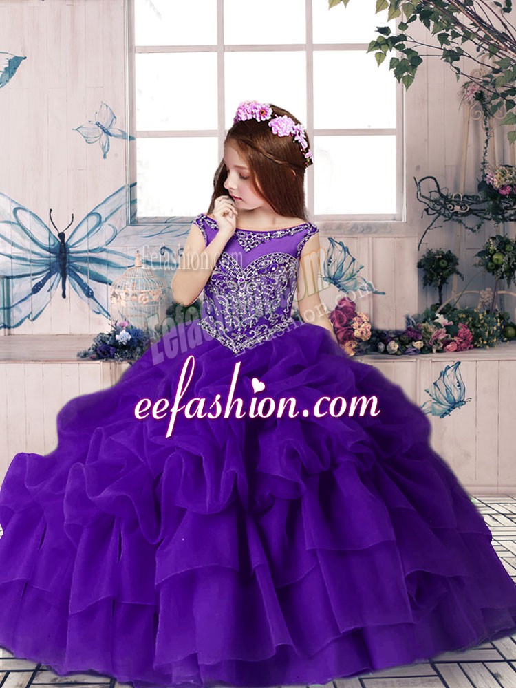 Affordable Floor Length Column/Sheath Sleeveless Purple Girls Pageant Dresses Zipper