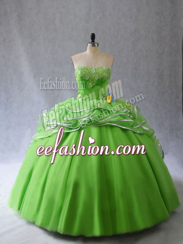  Tulle Sleeveless Sweet 16 Dresses Brush Train and Appliques and Ruffles