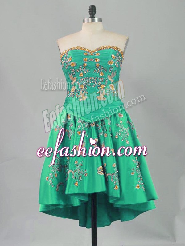  Mini Length Turquoise Dress for Prom Sweetheart Sleeveless Lace Up