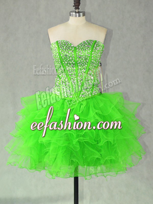  Homecoming Dress Prom and Party with Beading and Ruffles Sweetheart Sleeveless Lace Up