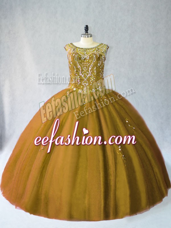 Gorgeous Tulle Sleeveless Floor Length Sweet 16 Quinceanera Dress and Beading
