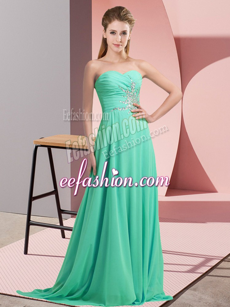 Ideal Empire Sleeveless Apple Green Prom Party Dress Lace Up