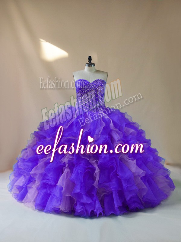  Multi-color Halter Top Neckline Beading and Ruffles Sweet 16 Dresses Sleeveless Lace Up