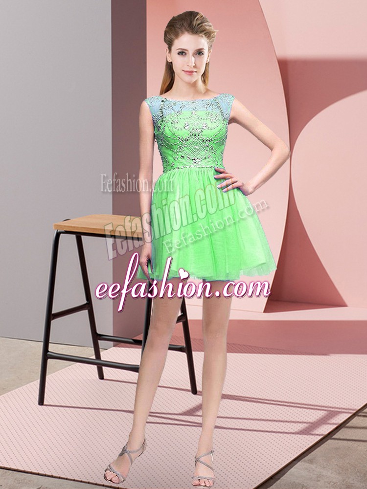 Most Popular Bateau Sleeveless Zipper Dress for Prom Tulle