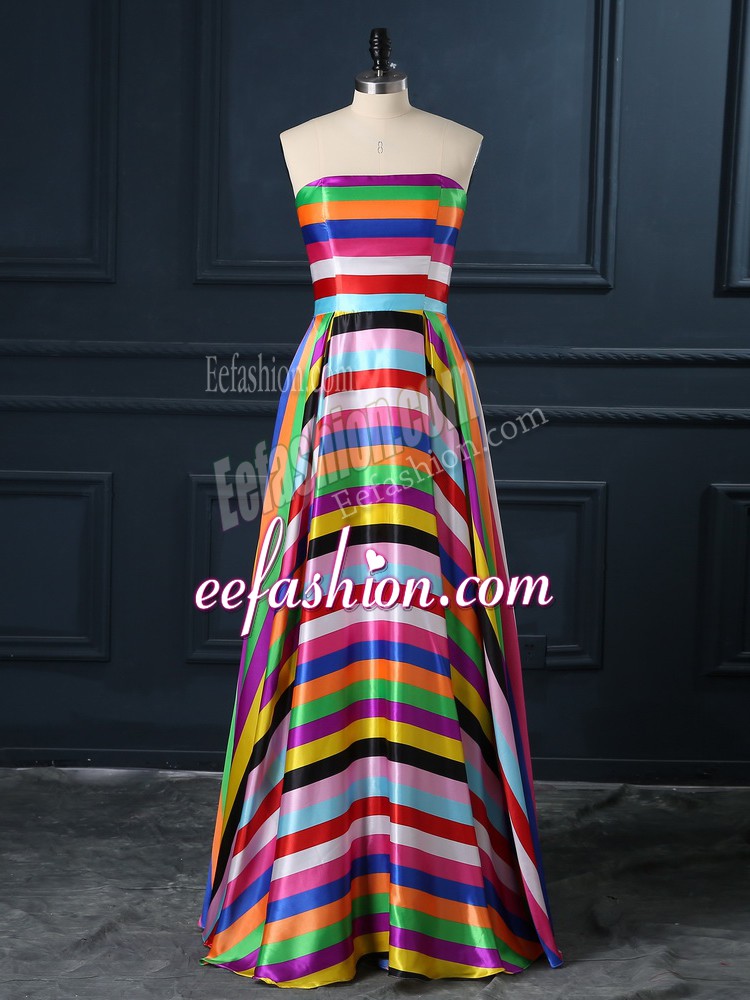 Exceptional Ruching Dress for Prom Multi-color Zipper Sleeveless Floor Length