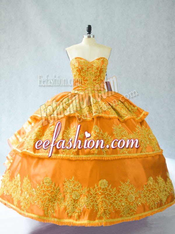  Sleeveless Embroidery and Ruffled Layers Lace Up Quinceanera Dress