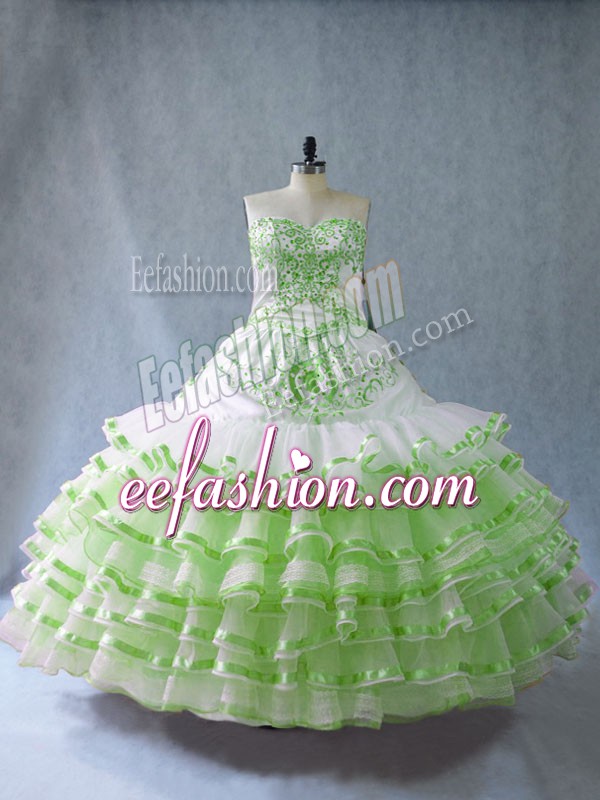  Floor Length Quinceanera Dress Sweetheart Sleeveless Lace Up