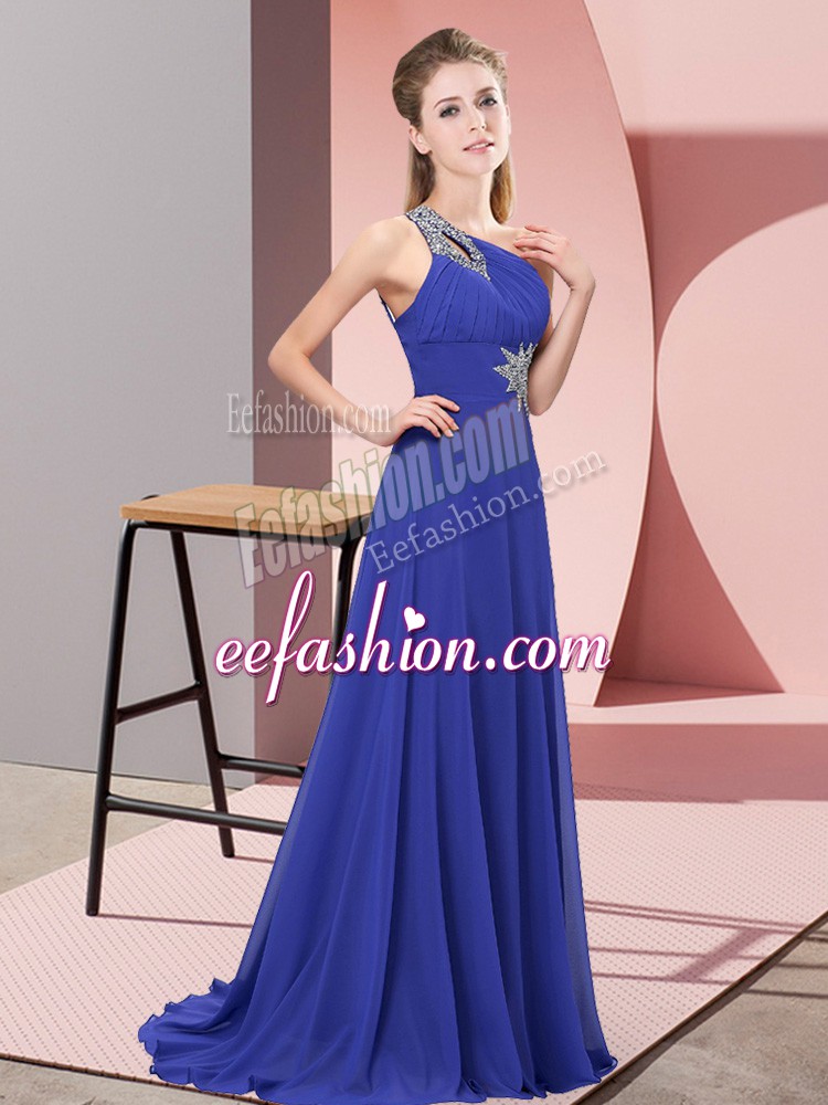  Purple Dress for Prom Beading Sleeveless Floor Length
