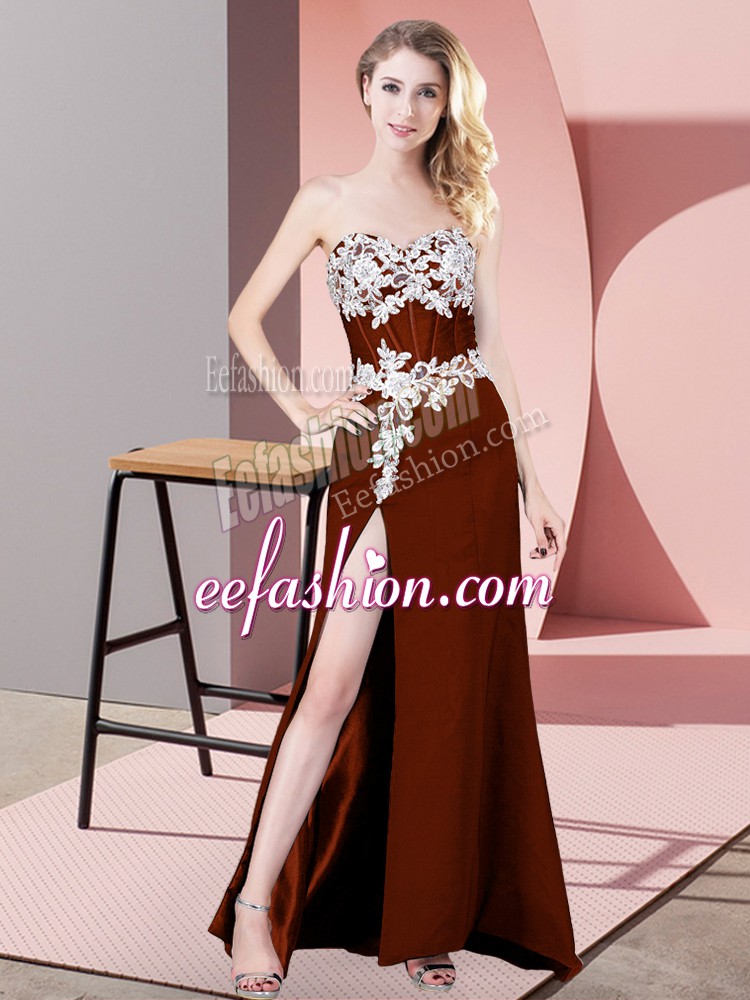 Custom Design Chiffon Sleeveless Floor Length Homecoming Dress and Lace and Appliques