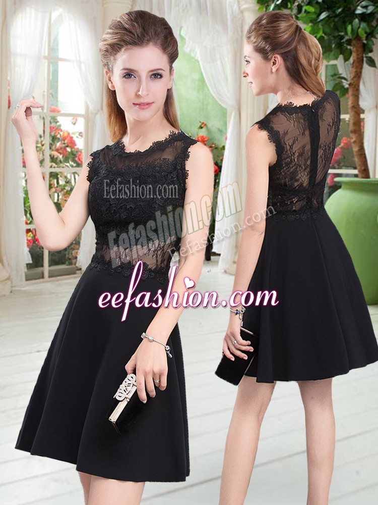 Lovely Black Sleeveless Satin Zipper Homecoming Dress for Prom and Party