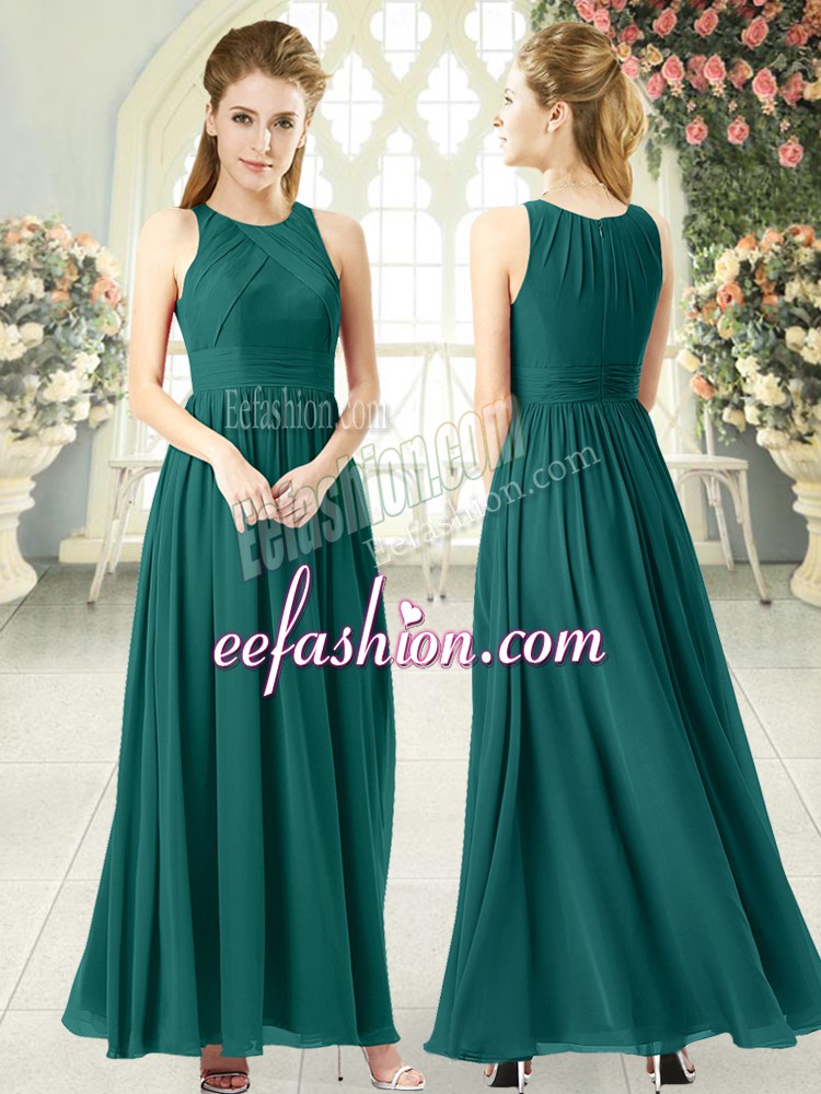  Green Sleeveless Chiffon Zipper Prom Party Dress for Prom and Party