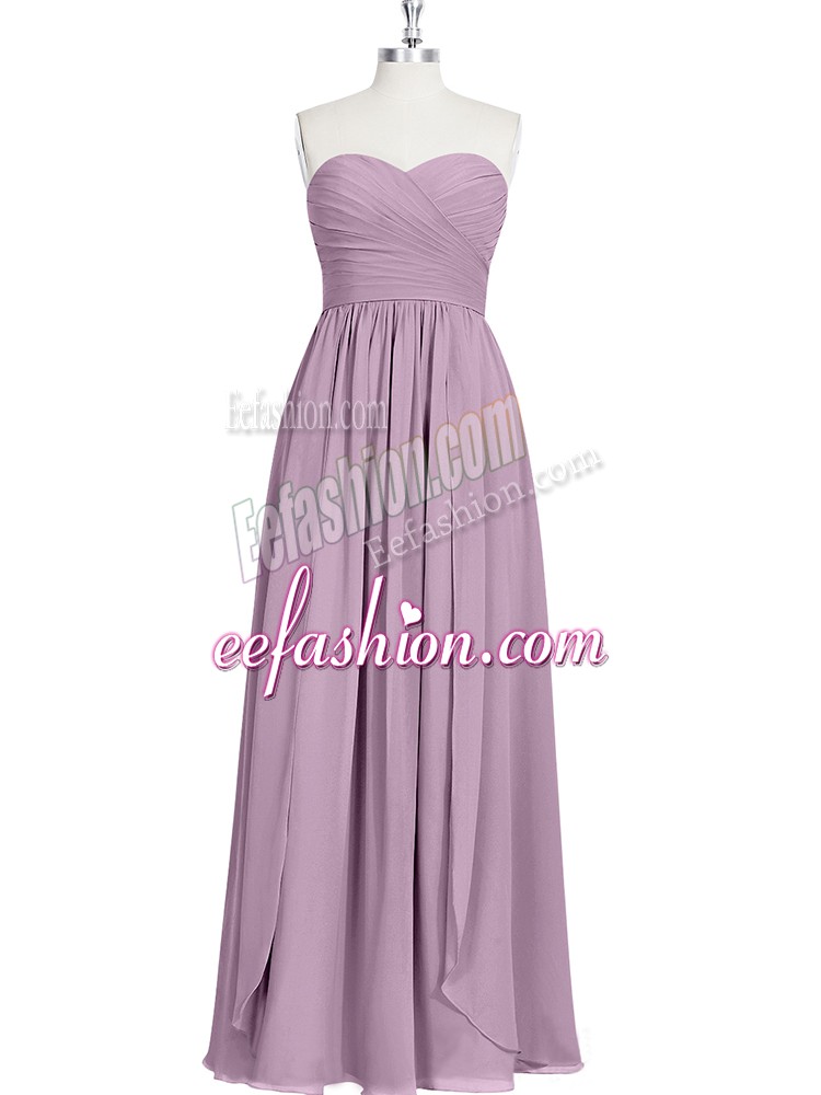  Ruching Prom Dress Purple Zipper Sleeveless Floor Length