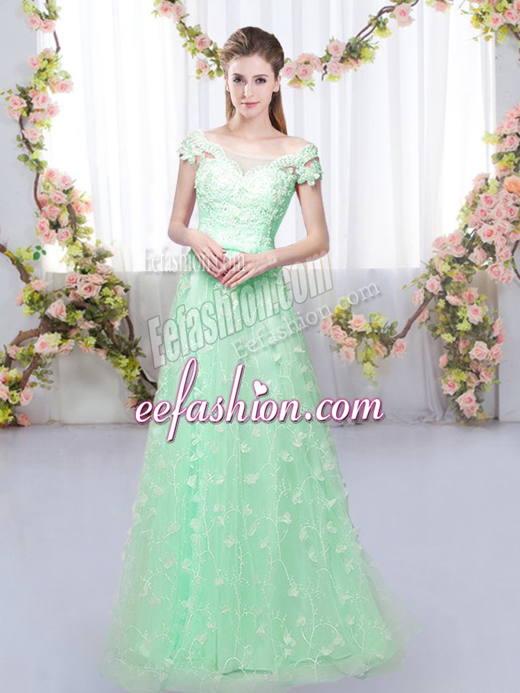 Simple Cap Sleeves Appliques Lace Up Court Dresses for Sweet 16