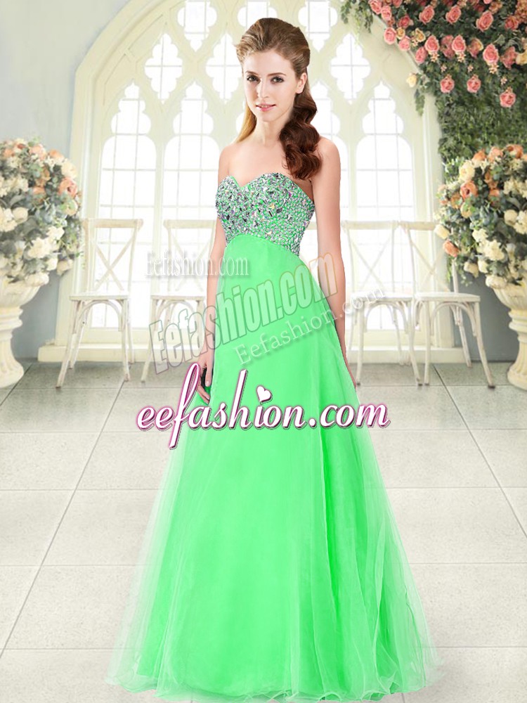  Floor Length A-line Sleeveless Green Dress for Prom Lace Up
