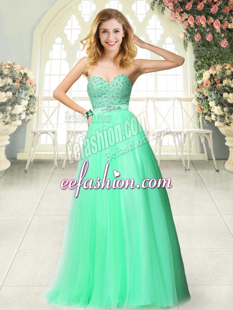 Sumptuous Sweetheart Sleeveless Zipper Prom Gown Apple Green Tulle