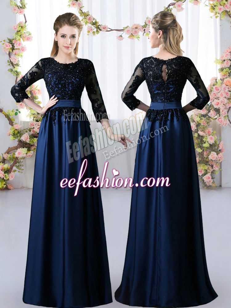 Hot Selling 3 4 Length Sleeve Lace Zipper Bridesmaid Dress