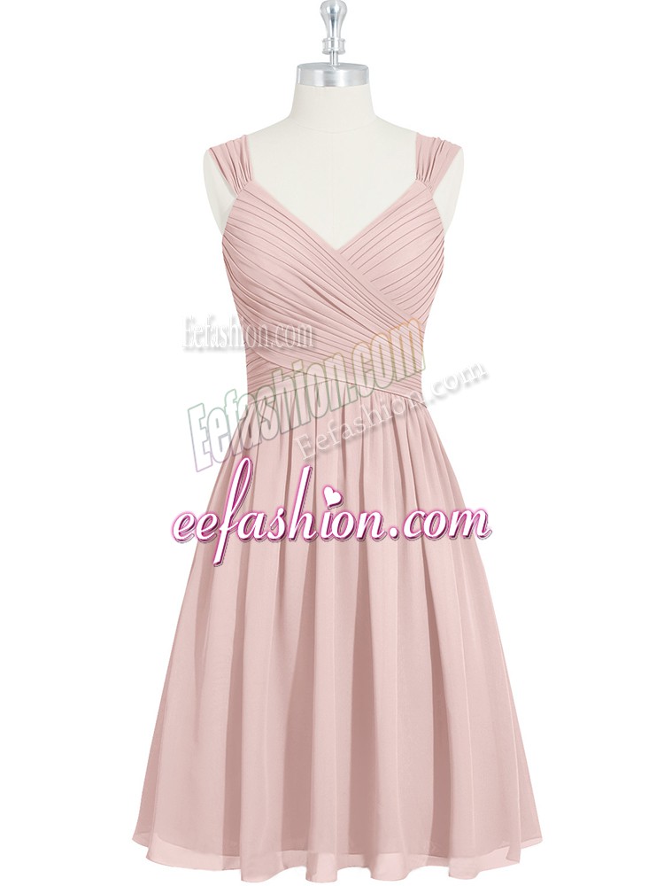 Colorful Mini Length Pink Evening Dress Straps Sleeveless Lace Up