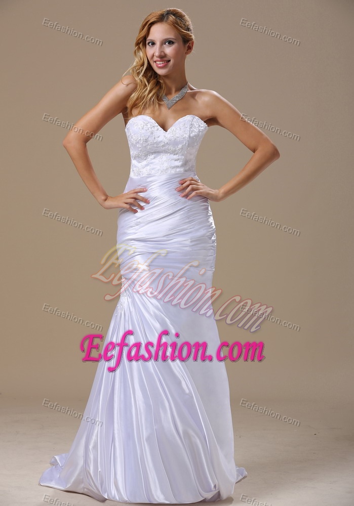Unique Mermaid Sweetheart Dress for Wedding with Lace and Ruching