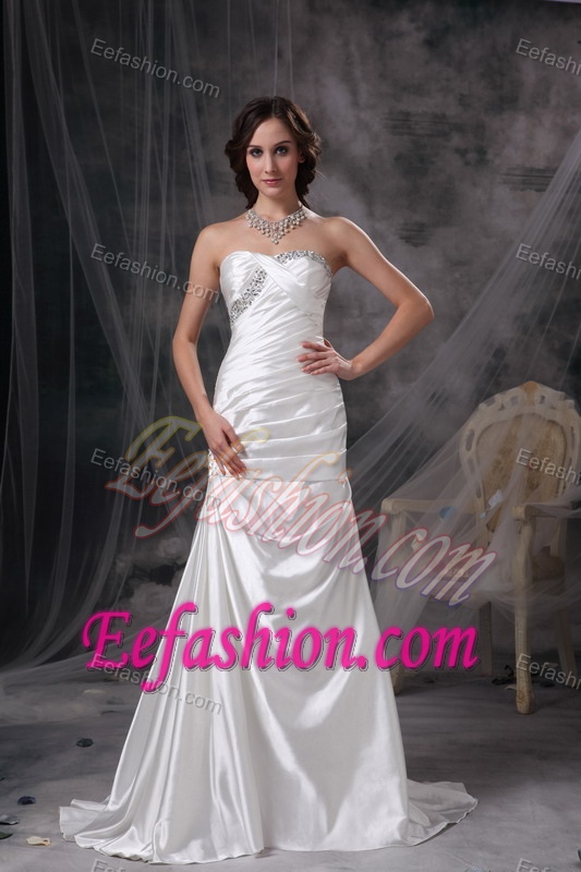 Special Mermaid Sweetheart Brush Train Wedding Dress with Ruching