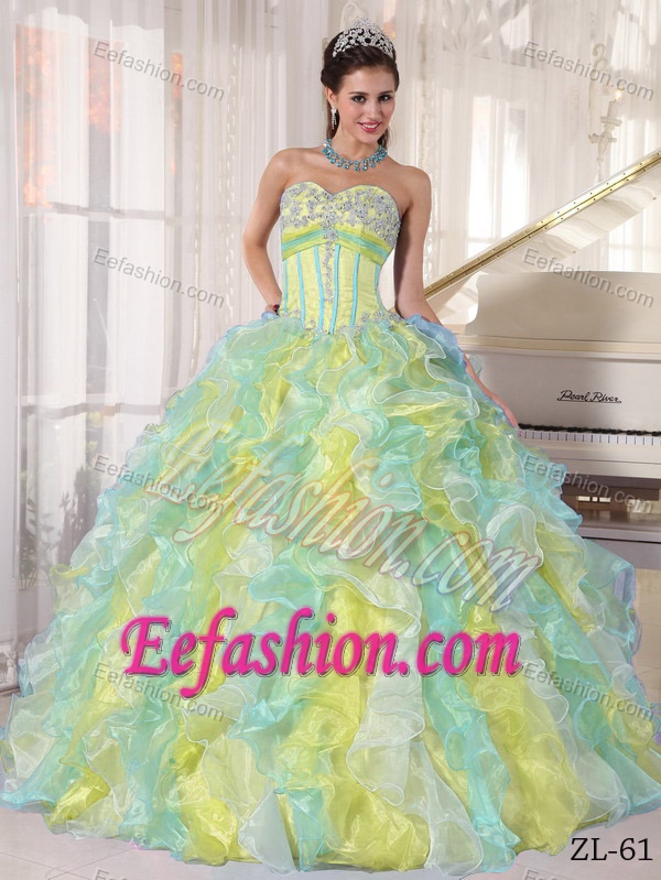 Princess Multi-color Sweetheart Sweet Sixteen Quinceaneras Dresses in Organza