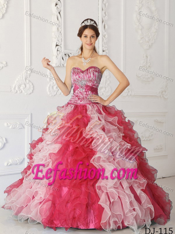 High End Multi-color A-line Sweetheart Beading Sweet Sixteen Dress in Organza