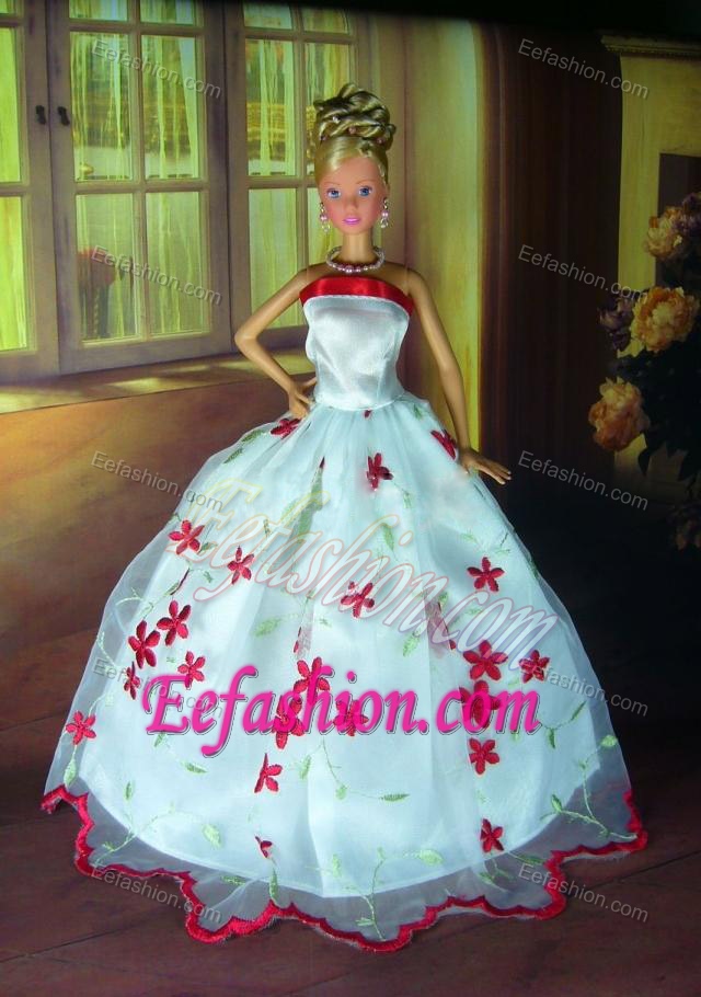 Sweet Lace White Strapless Party Clothes Fashion Dress for Noble Barbie