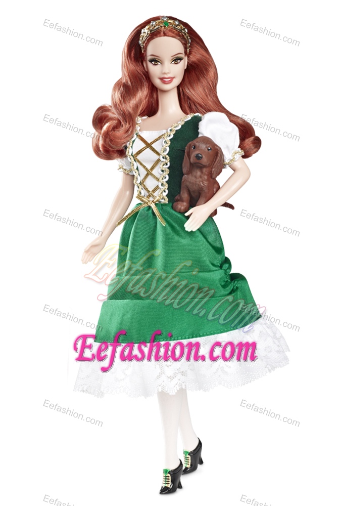 Lovely Handmade Holiday Dress Green Taffeta Barbie Doll Dress