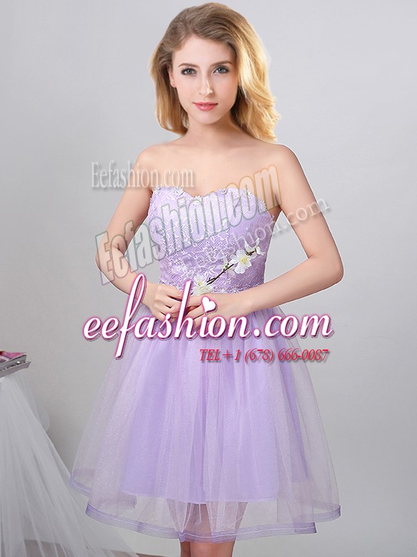  Sleeveless Lace Up Knee Length Beading Bridesmaid Gown