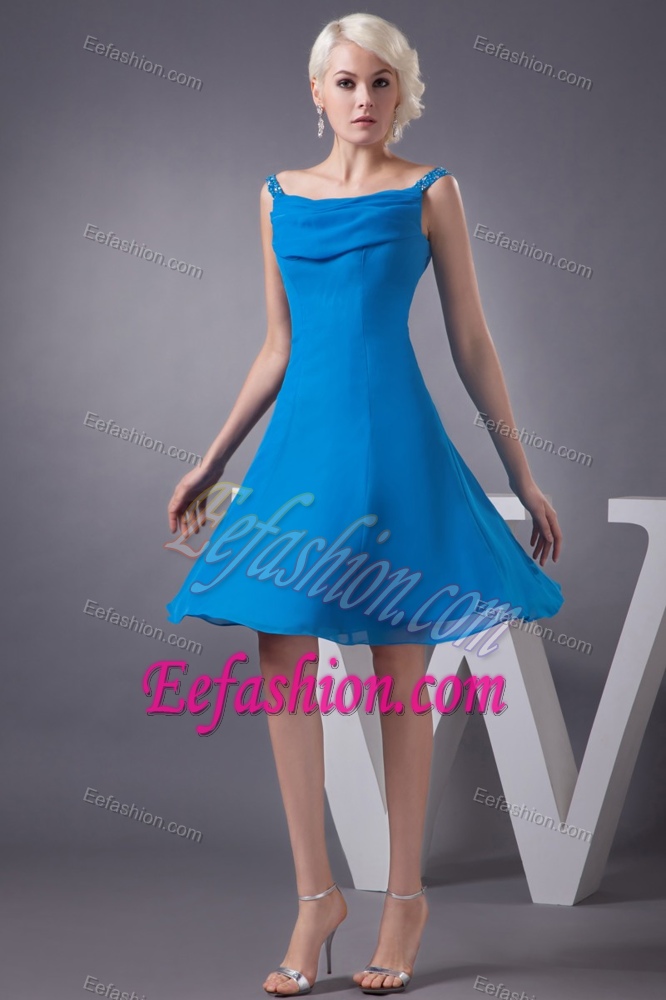 Beautiful Off-the-Shoulder Blue Chiffon Celebrity Party Dresses under 150