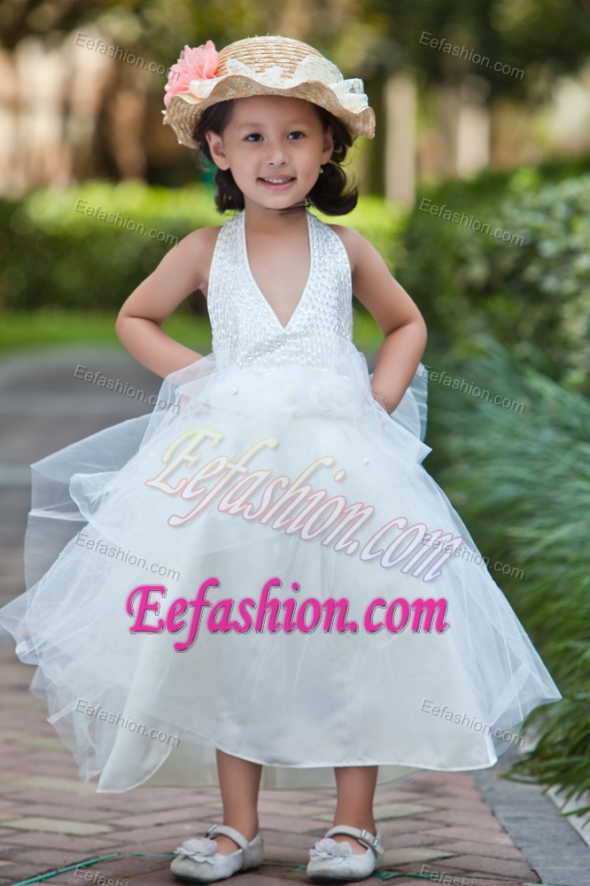 Halter Top and Tulle Beaded Cinderella Pageant Dress