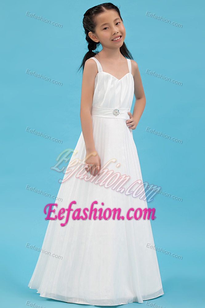 White Ruched Cinderella Pageant Dress