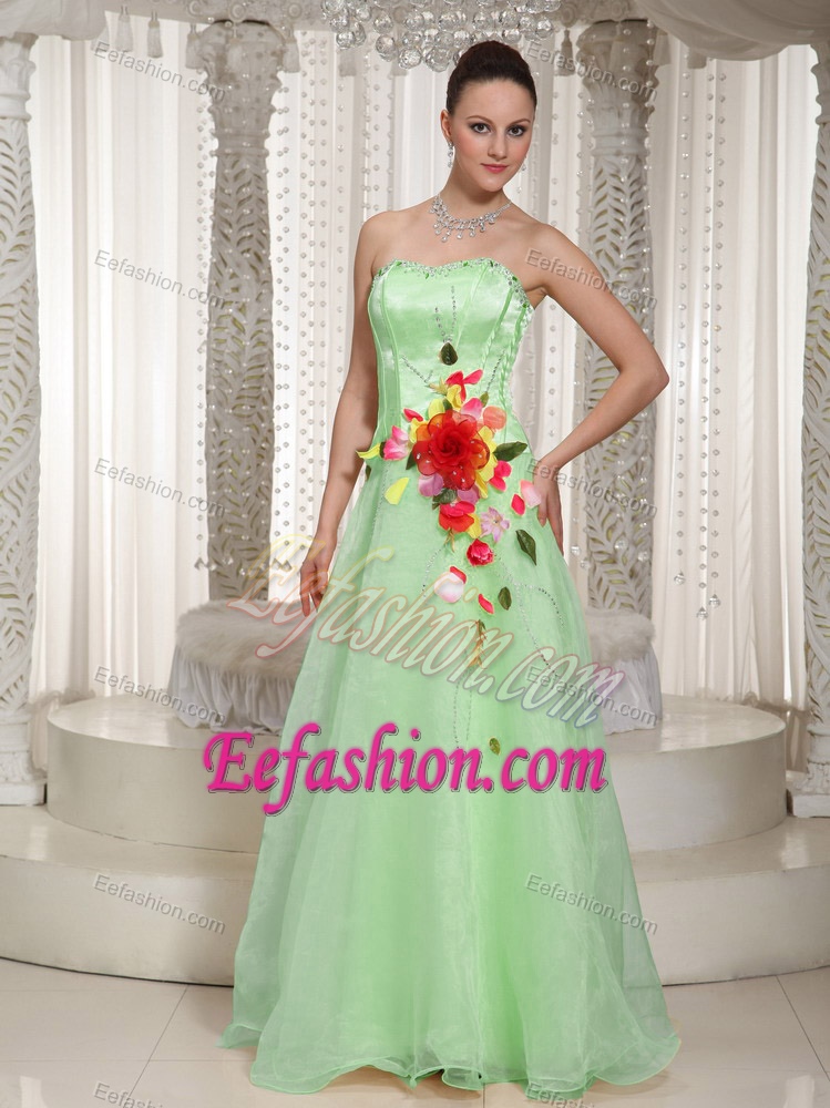 Colorful Beaded Organza Yellow Green Cocktail Dresses