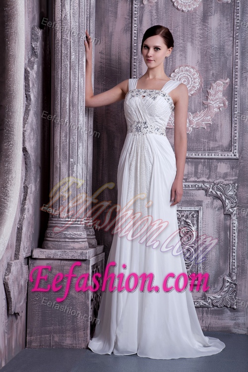 Fashionable Empire Straps Designer Bridal Dresses with Beading