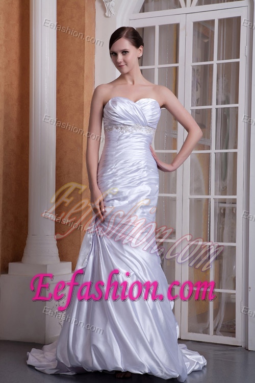 Ruched Sweetheart Court Train Bridal Dress Made in with Appliques