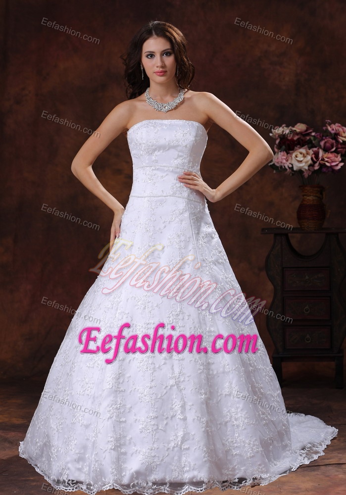 Custom Made Strapless Designer Bridal Long Dress in Lace Popular in 2013