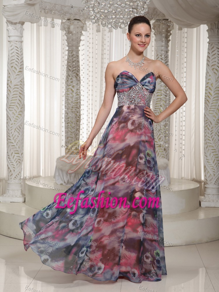 Inexpensive Long Beaded Women s Evening Dresses with Printing