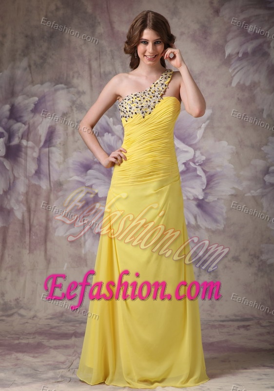 Yellow One Shoulder Cheap Women s Evening Dresses