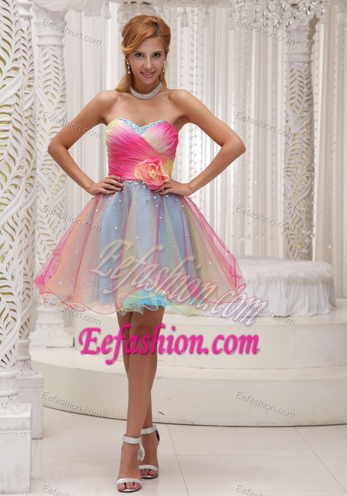 Lovely Ombre Color Women Evening Dresses with Handle Flower and Beadings