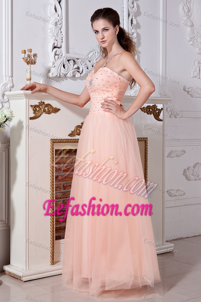 Sweetheart Evening Gown Dresses with Beadings in Light Peach on Promotion