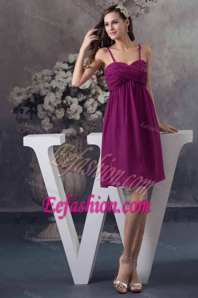 Pretty Ruched Dark Purple Prom Pageant Dress with Spaghetti Straps