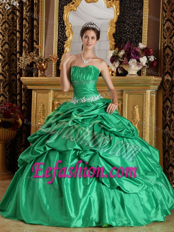 Beautiful Green Ruched and Beaded Lace-up Fall Dress for Quince under 250