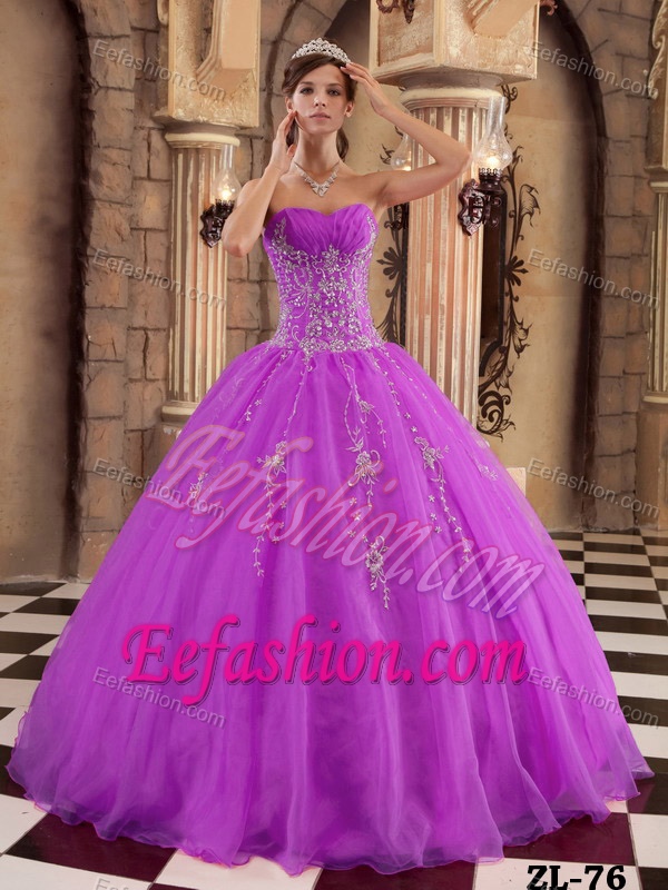 Gorgeous Fuchsia Long Organza Sweet Sixteen Dresses with Beading